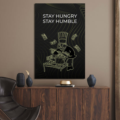 Stay Hungry Stay Humble Canvas Black Burgher with Diamonds Motivational Quote Poster Leader Print Inspirational Office Art