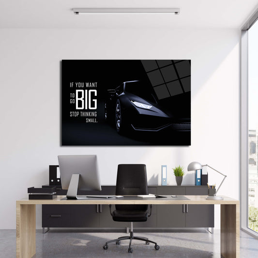 Go Big Lambo Wall Art Sport Car Success Quote Wall Art Inspirational Entrepreneur Home Office Decor Stop Thinking Small Level Up Art