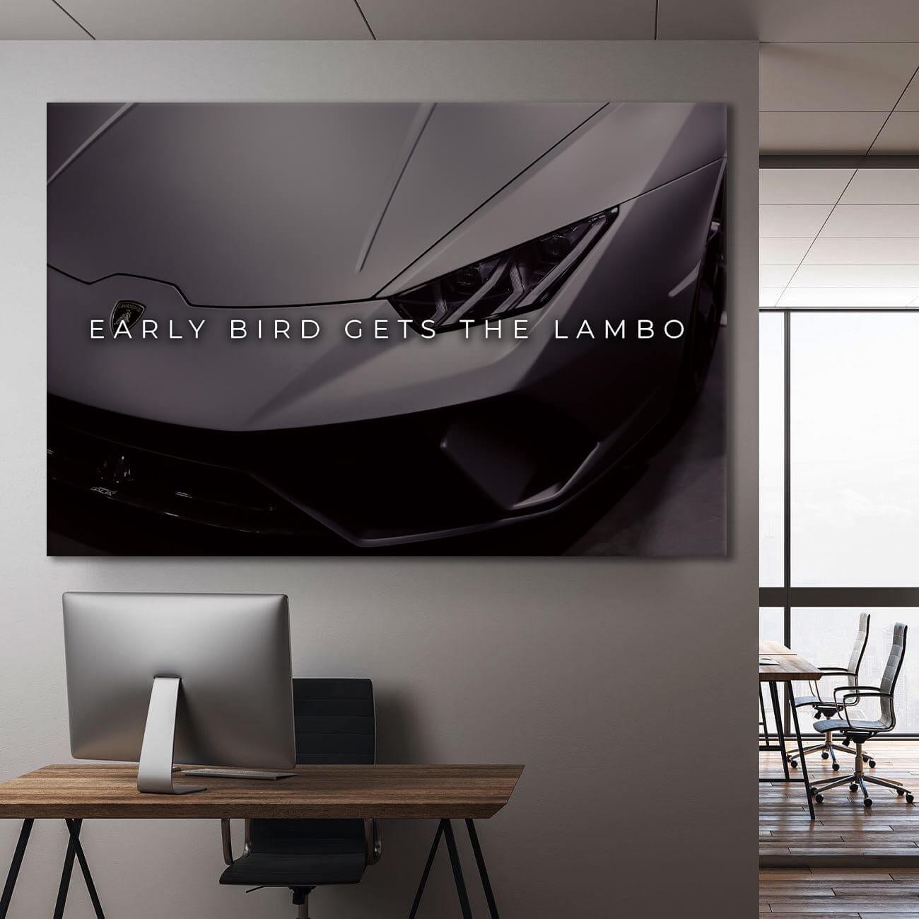 Early Bird Gets the Lambo Motivational Wall Decor Quote Canvas Print Lamborghini Sign Inspirational Wall Art Millionaire Poster Super Car