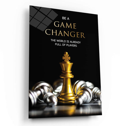 Be A GAME CHANGER Motivational Wall Art, Gold Chess Inspirational Quote Poster, King Move Office Print, Entrepreneur Canvas, Bold Thinking