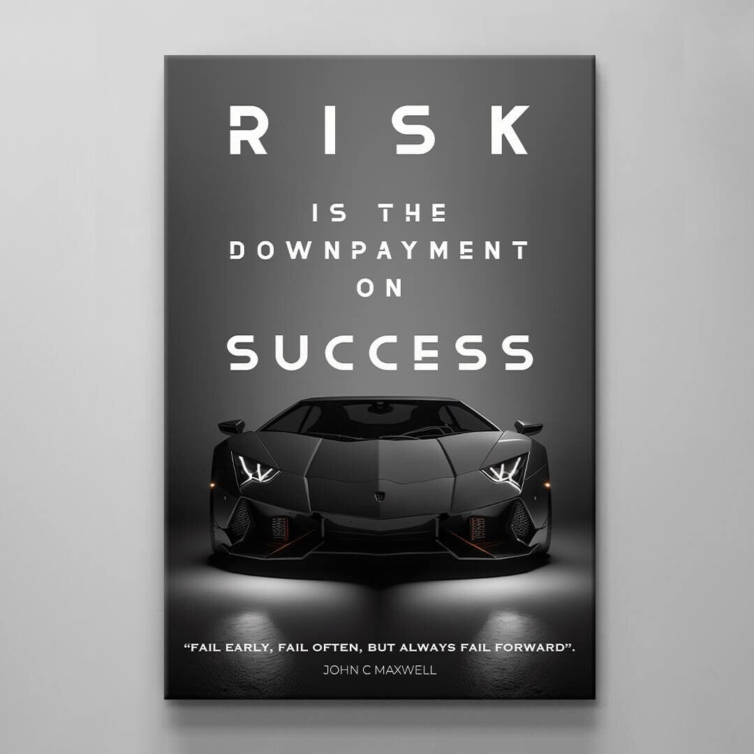 Downpayment on Success Motivational Canvas Print Office Decor Rolls Royce Sign Poster Luxury Car Wall Art Take the Risk to Succeed Quote