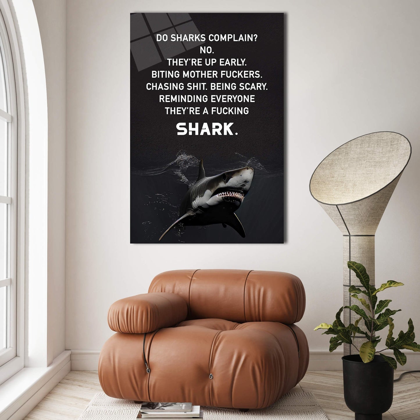 Shark Motivational Art Outwork Everyone Poster No Complain Print Work Hard Canvas Hustle Sign Be Humble Decor Be Up Early Reminder Art