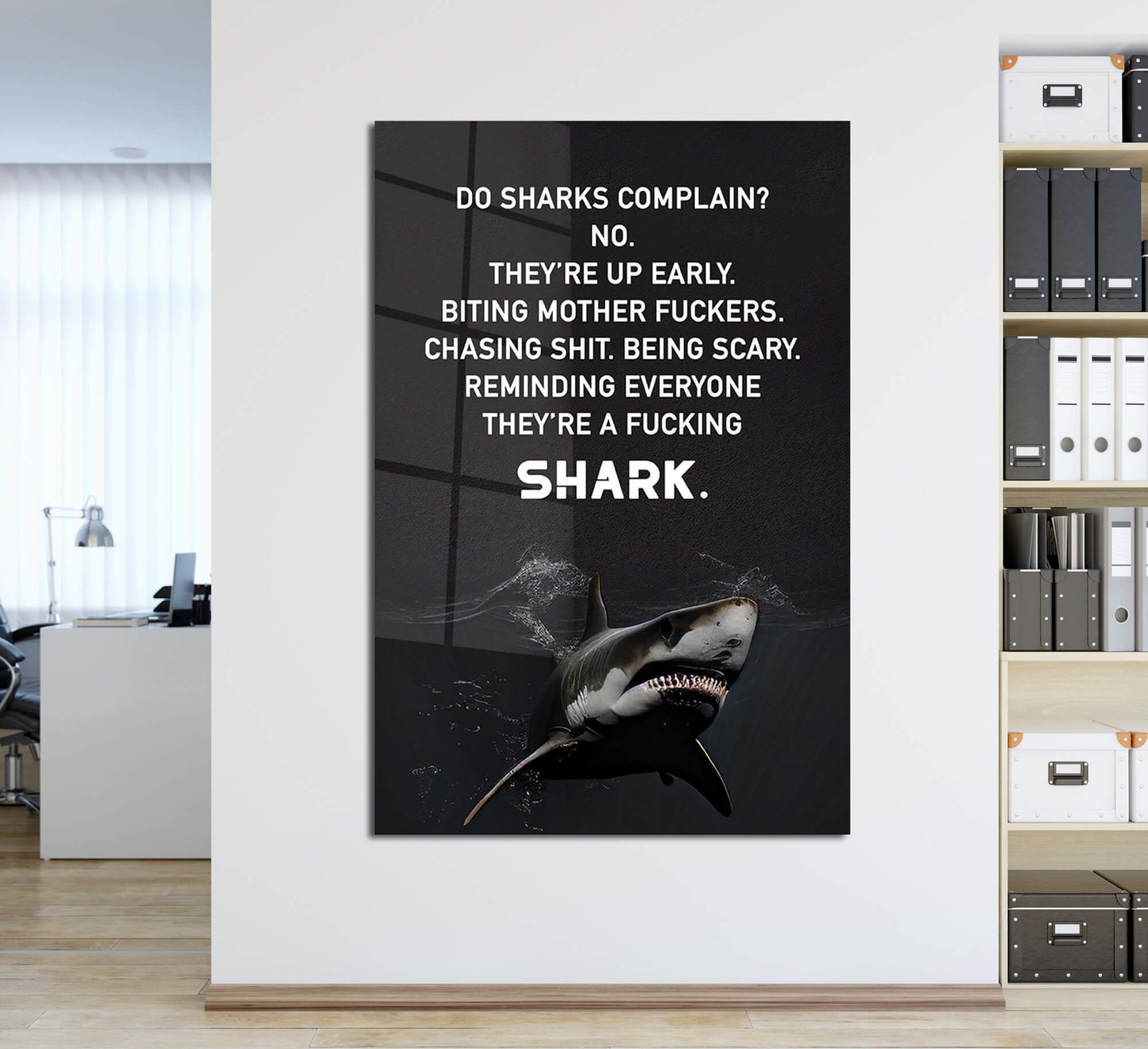 Shark Motivational Art Outwork Everyone Poster No Complain Print Work Hard Canvas Hustle Sign Be Humble Decor Be Up Early Reminder Art