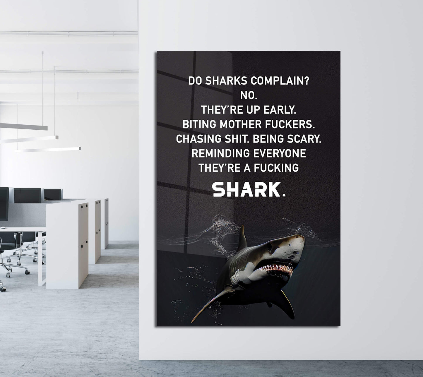 Shark Motivational Art Outwork Everyone Poster No Complain Print Work Hard Canvas Hustle Sign Be Humble Decor Be Up Early Reminder Art