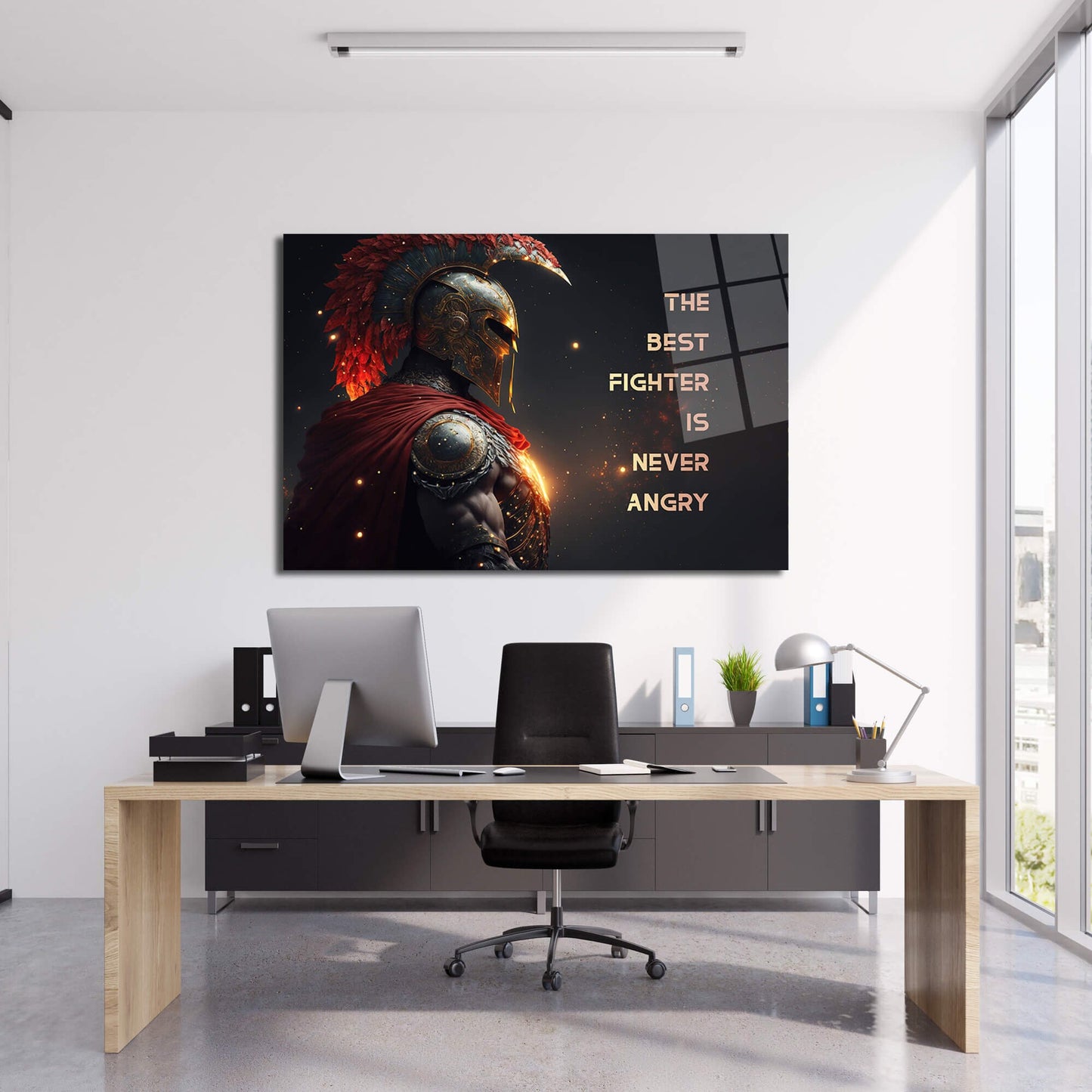 Mindset Motivational Canvas - "The Best Fighter is Never Angry" - Sparta Wall Art