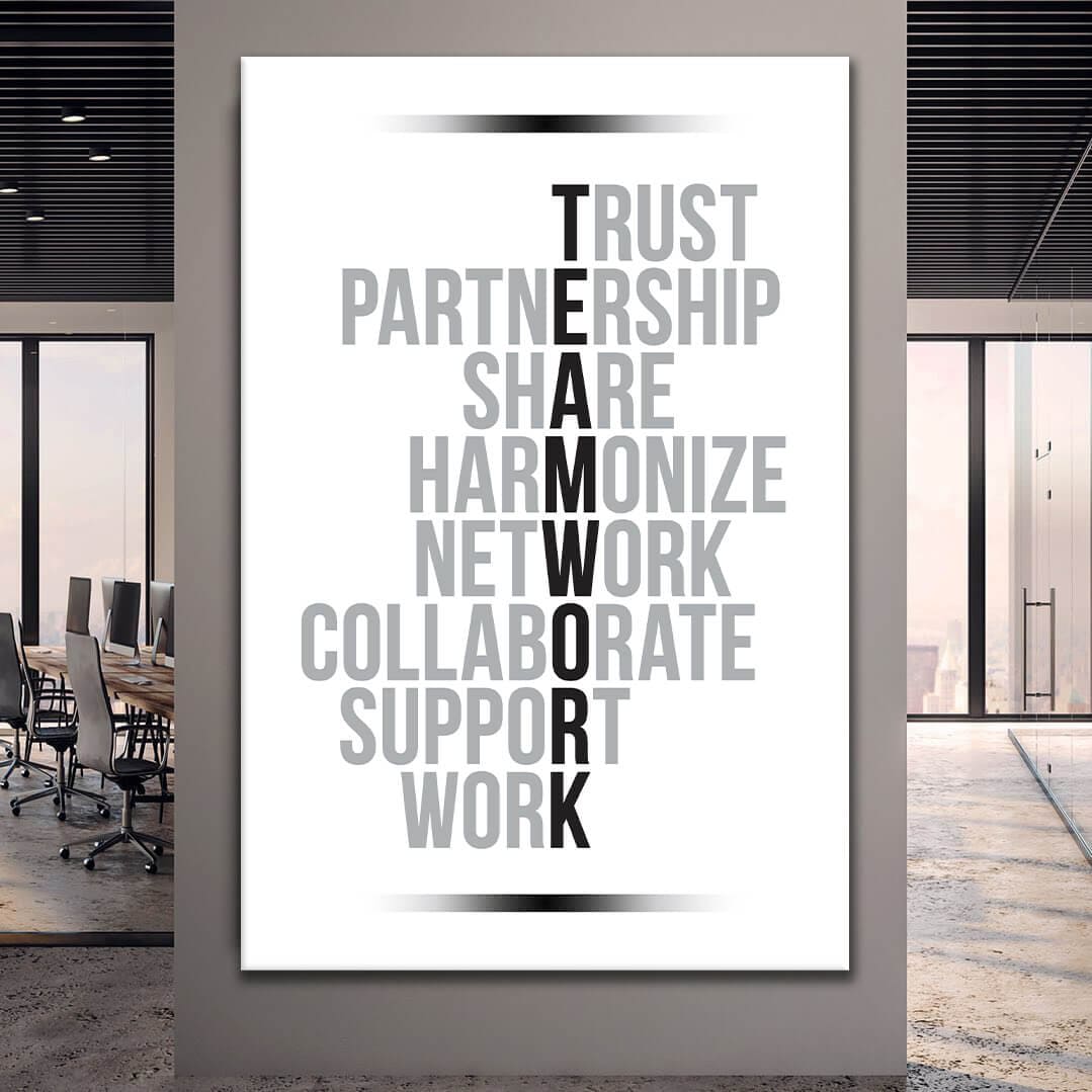 Office Wall Art - Teamwork Quotes Decor Print - Workplace Positivity - Inspirational Work Sign