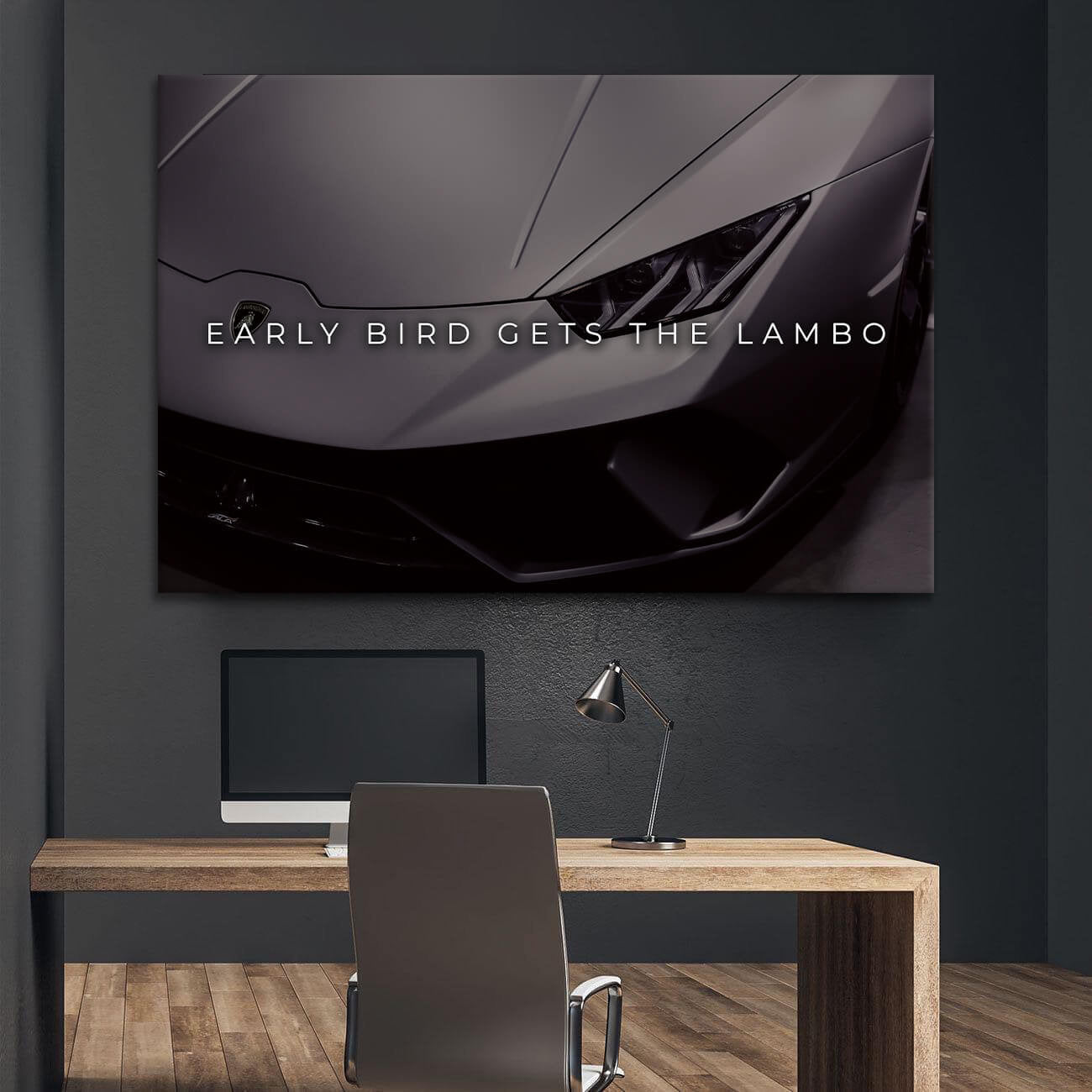 Early Bird Gets the Lambo Motivational Wall Decor Quote Canvas Print Lamborghini Sign Inspirational Wall Art Millionaire Poster Super Car