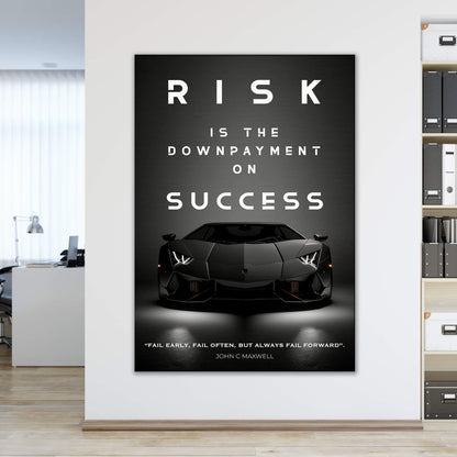 Downpayment on Success Motivational Canvas Print Office Decor Rolls Royce Sign Poster Luxury Car Wall Art Take the Risk to Succeed Quote