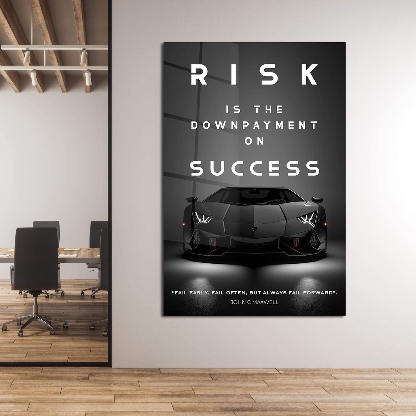 Downpayment on Success Motivational Canvas Print Office Decor Rolls Royce Sign Poster Luxury Car Wall Art Take the Risk to Succeed Quote