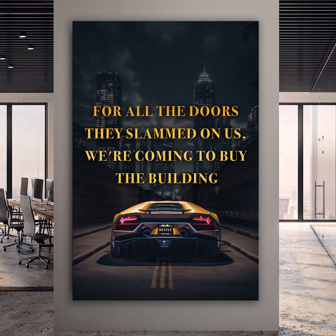 Lambo Quote Motivational Wall Art Sport Car Office Decor Millionaire Mindset Inspirational Art Entrepreneur Hustle Canvas Stay Humble Art