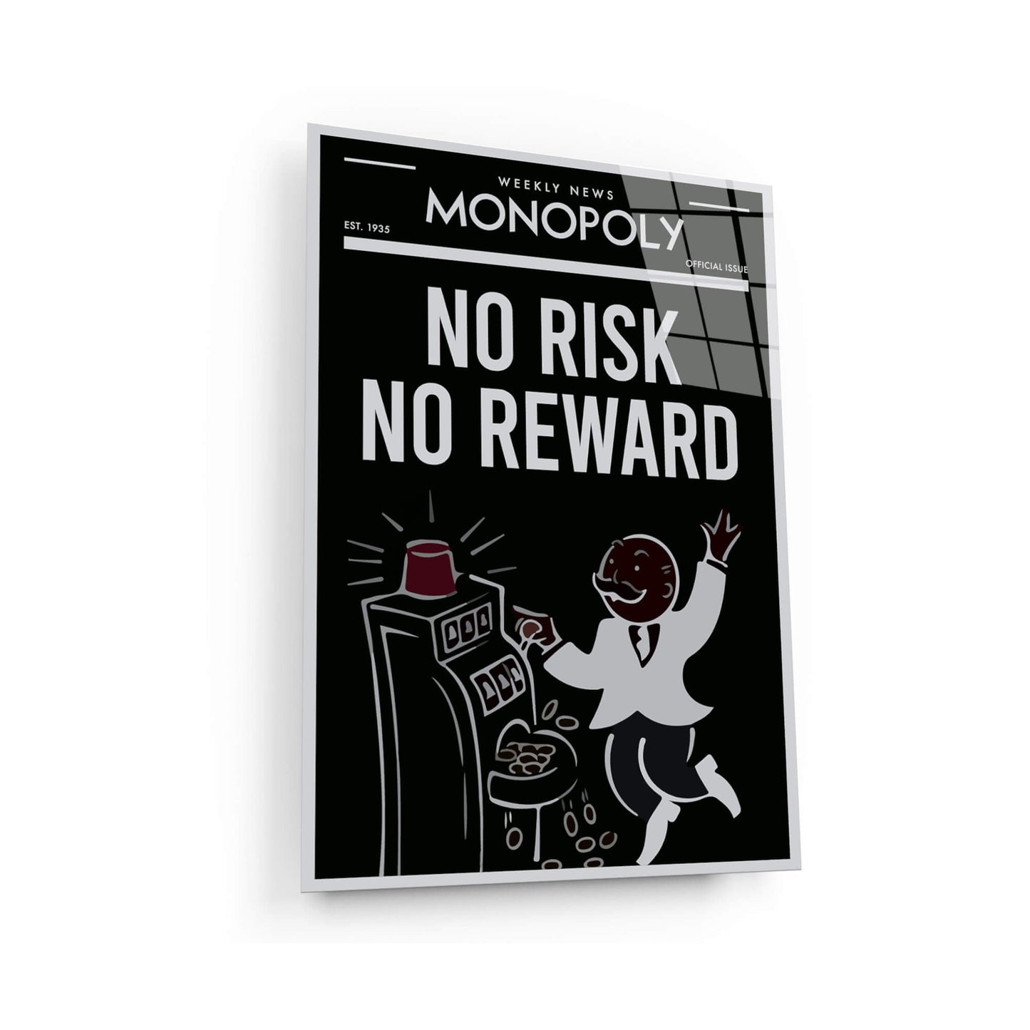 No Risk No Reward Alec Monopoly Wall Art Motivational Poster Inspirational Entrepreneur Print Black and White Uncle Sam Office Canvas