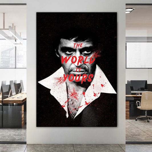 The World is Yours Canvas - Tony Montana Metal Poster Print - Scarface Inspirational Acrylic Wall Art